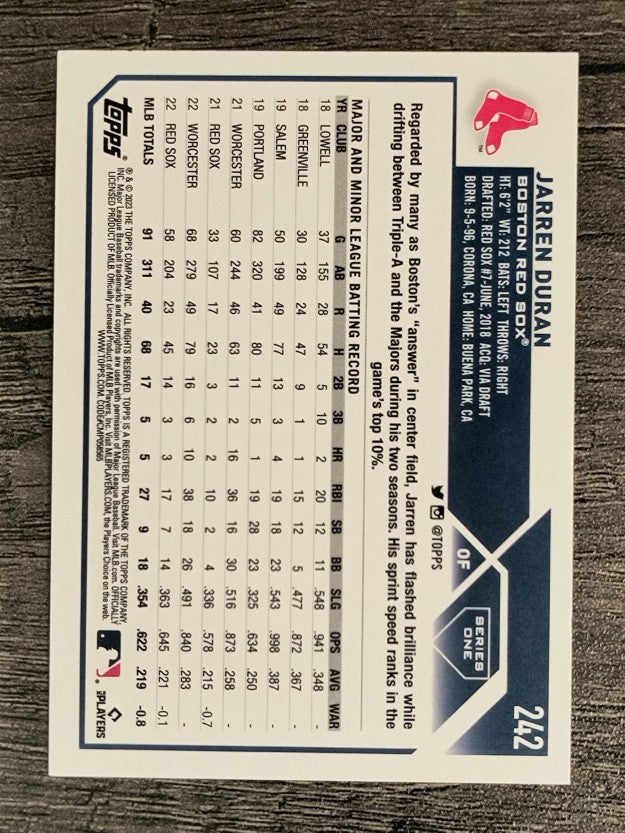 2023 Topps Rainbow Foil #242 Jarren Duran