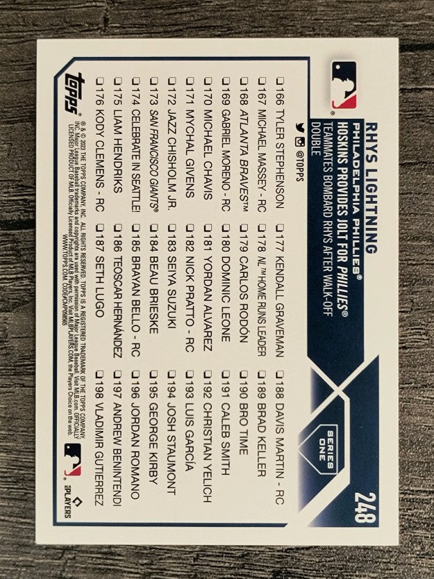 2023 Topps Rainbow Foil #248 Rhys Lightning/Rhys Hoskins/Alec Bohm/Mickey Moniak