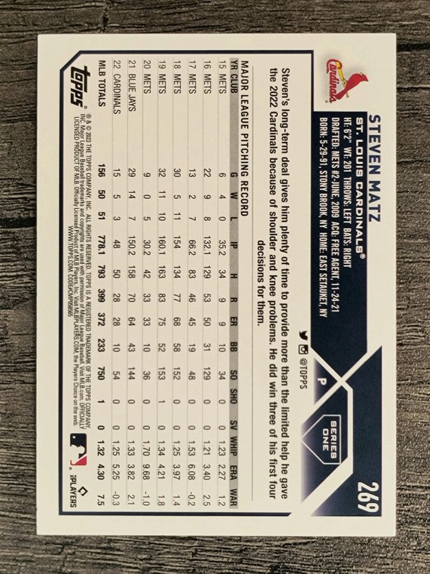 2023 Topps Rainbow Foil #269 Steven Matz