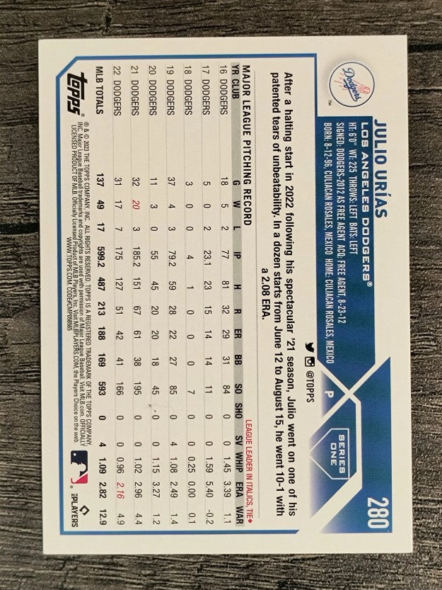 2023 Topps Rainbow Foil #280 Julio Urias