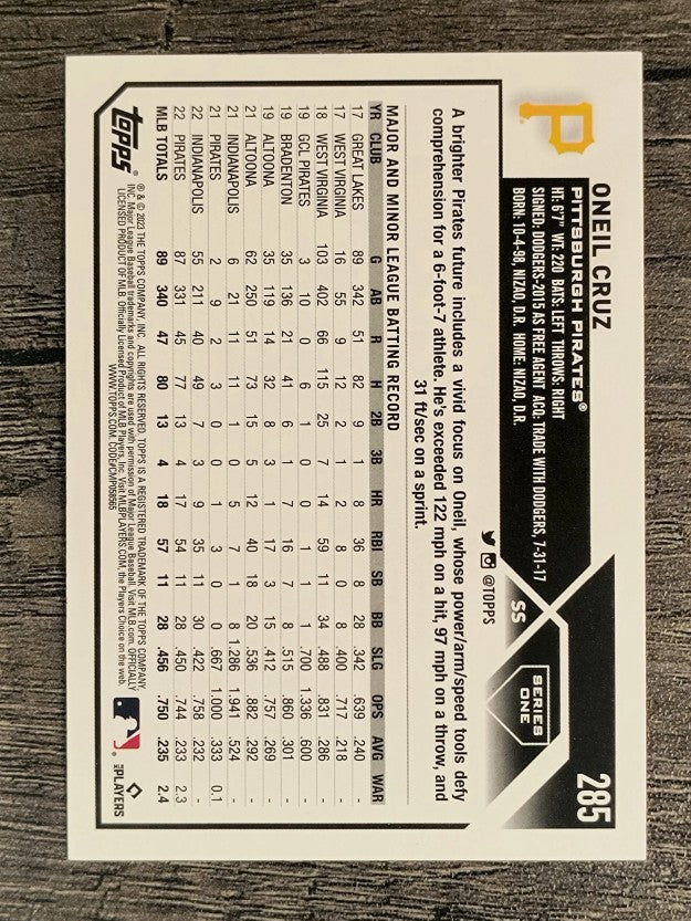 2023 Topps Rainbow Foil #285 Oneil Cruz