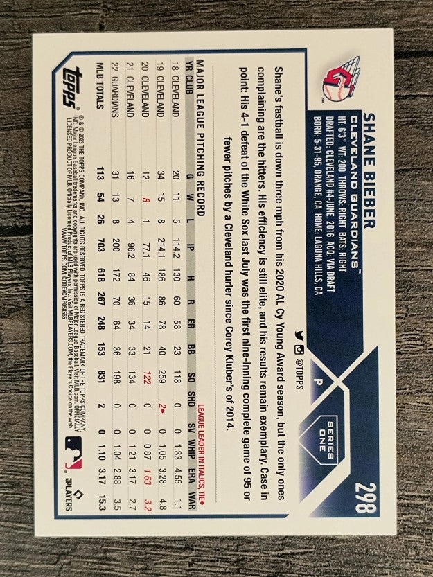2023 Topps Rainbow Foil #298 Shane Bieber