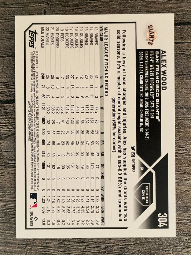 2023 Topps Rainbow Foil #304 Alex Wood