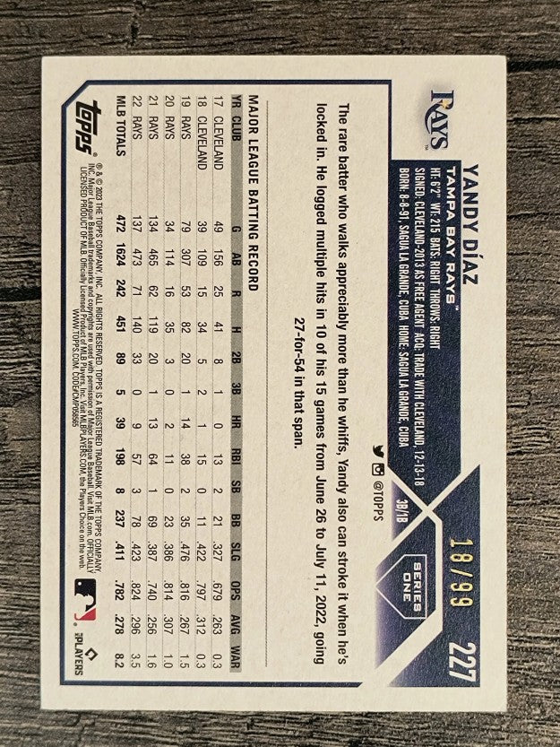 2023 Topps Vintage Stock #227 Yandy Diaz