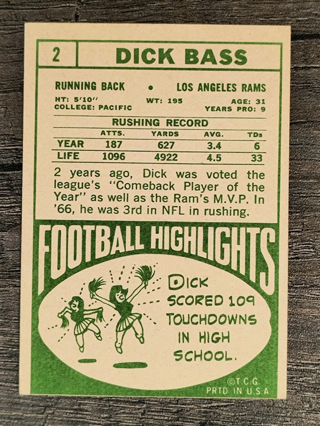 1968 Topps #2 Dick Bass (EX)