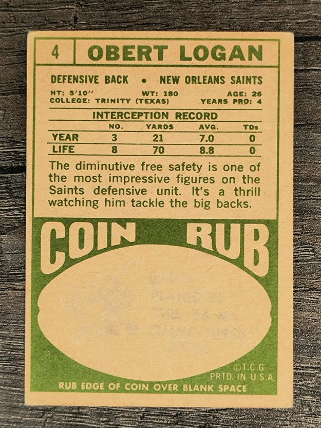 1968 Topps #4 Obert Logan (VG)