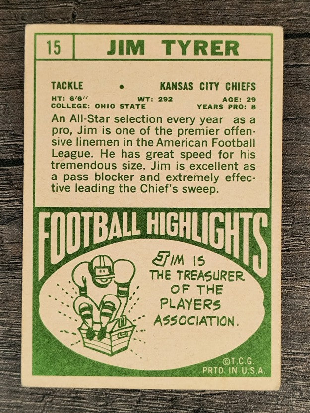 1968 Topps #15 Jim Tyrer (VG)