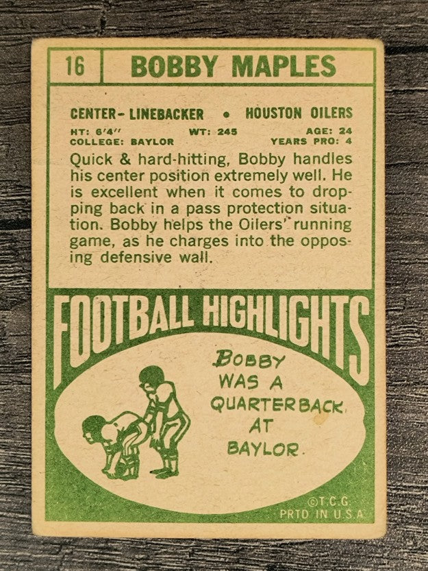 1968 Topps #16 Bobby Maples (GOOD)