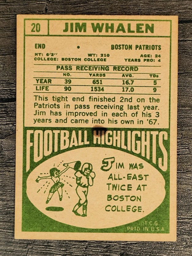 1968 Topps #20 Jim Whalen (EX)