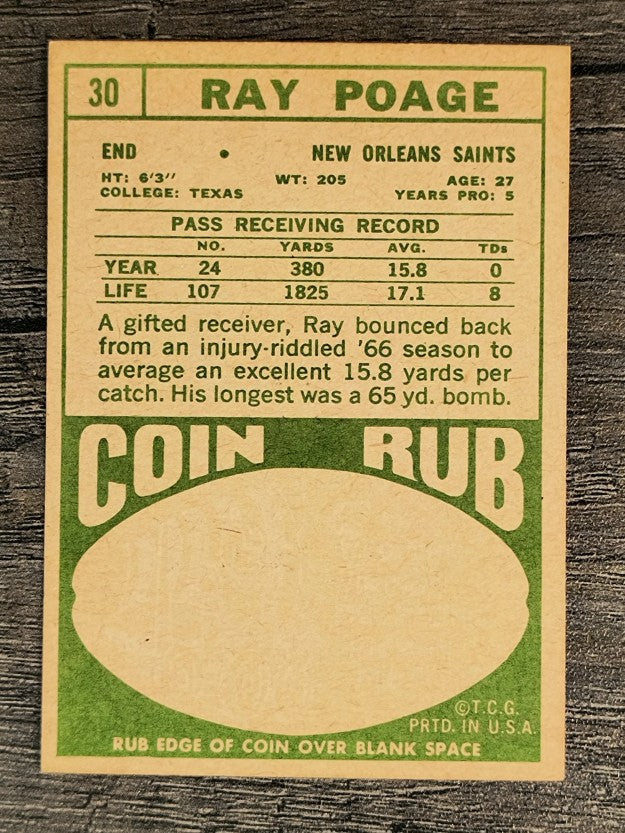 1968 Topps #30 Ray Poage (EX)
