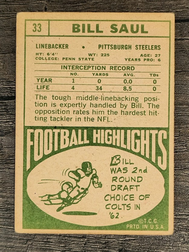 1968 Topps #33 Bill Saul RC (GOOD)