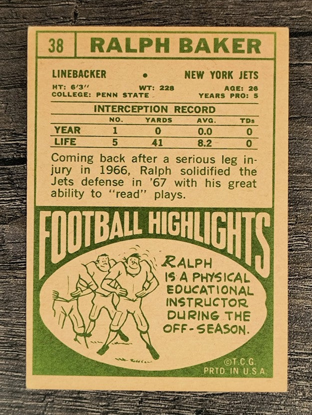 1968 Topps #38 Ralph Baker (VG)