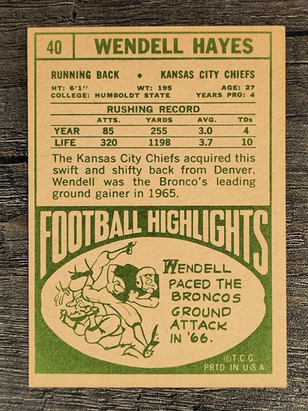 1968 Topps #40 Wendell Hayes (EX)