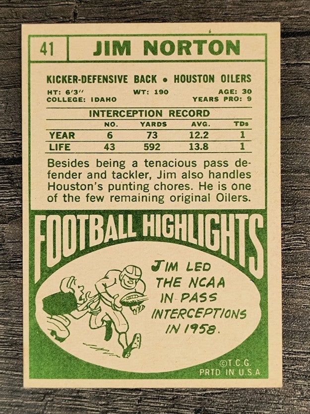 1968 Topps #41 Jim Norton (EX)