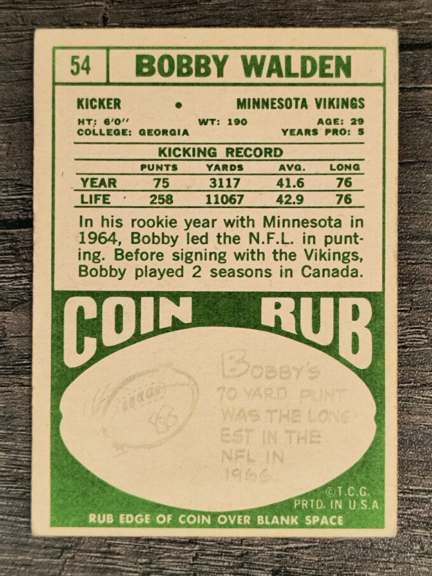 1968 Topps #54 Bobby Walden (VG)