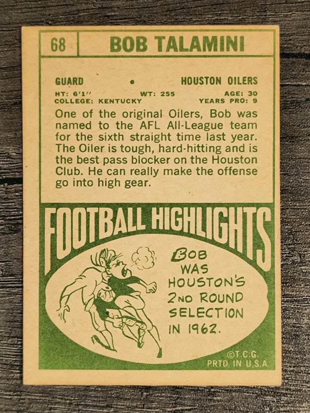 1968 Topps #68 Bob Talamini (VGEX)