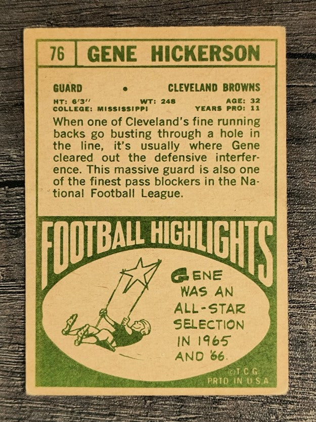1968 Topps #76 Gene Hickerson (VG)