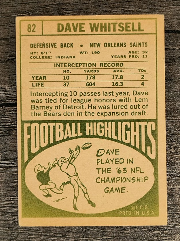 1968 Topps #82 Dave Whitsell (VG)