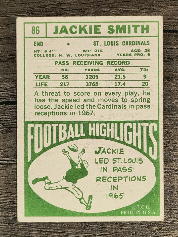 1968 Topps #86 Jackie Smith (VGEX)