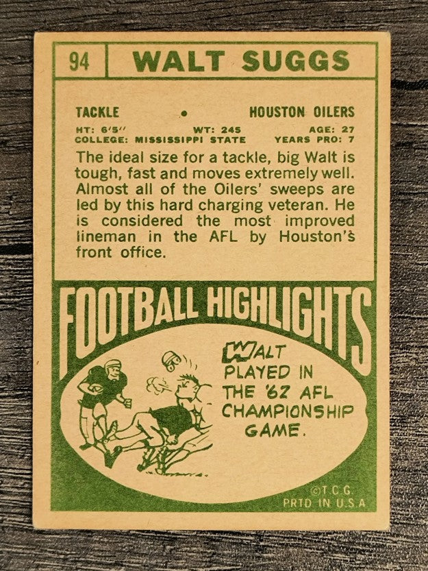 1968 Topps #94 Walt Suggs (VGEX)