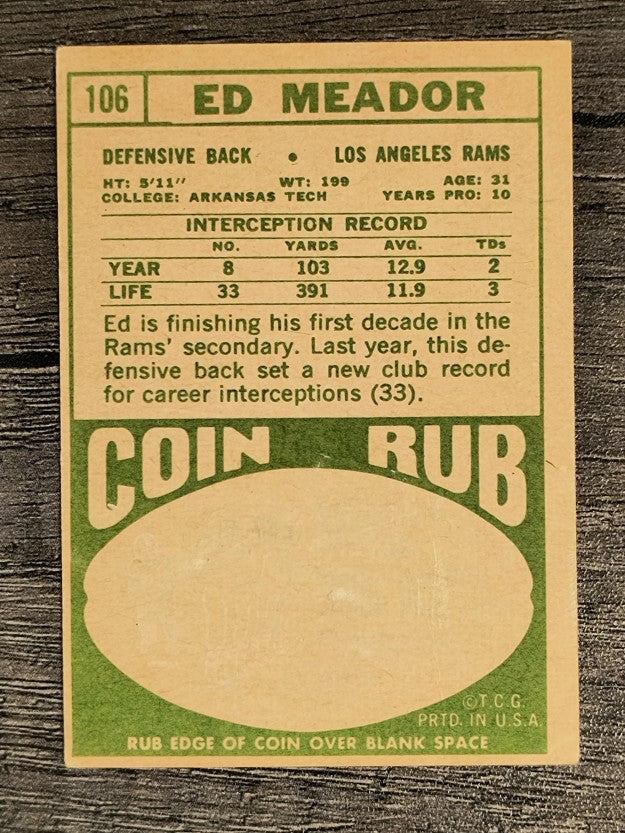 1968 Topps #106 Ed Meador (VG)