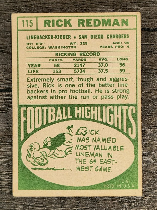 1968 Topps #115 Rick Redman (VG)