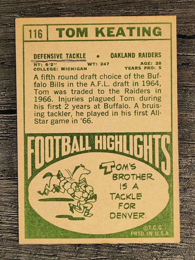 1968 Topps #116 Tom Keating (VG)