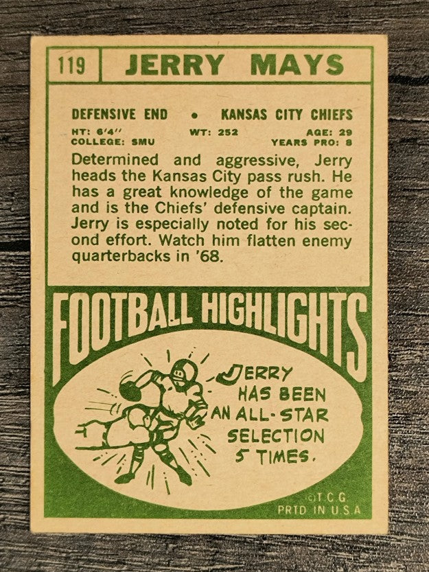 1968 Topps #119 Jerry Mays (VG)