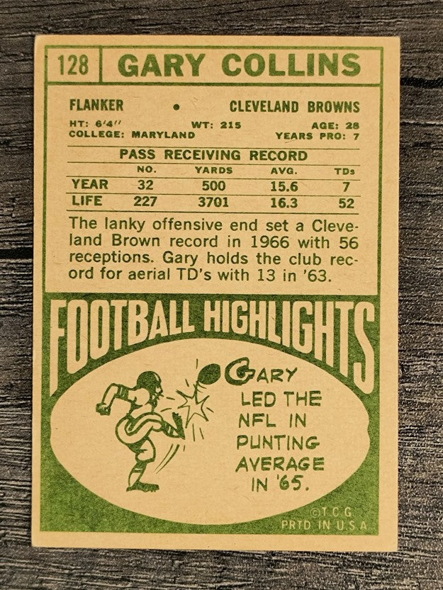 1968 Topps #128 Gary Collins (VGEX)