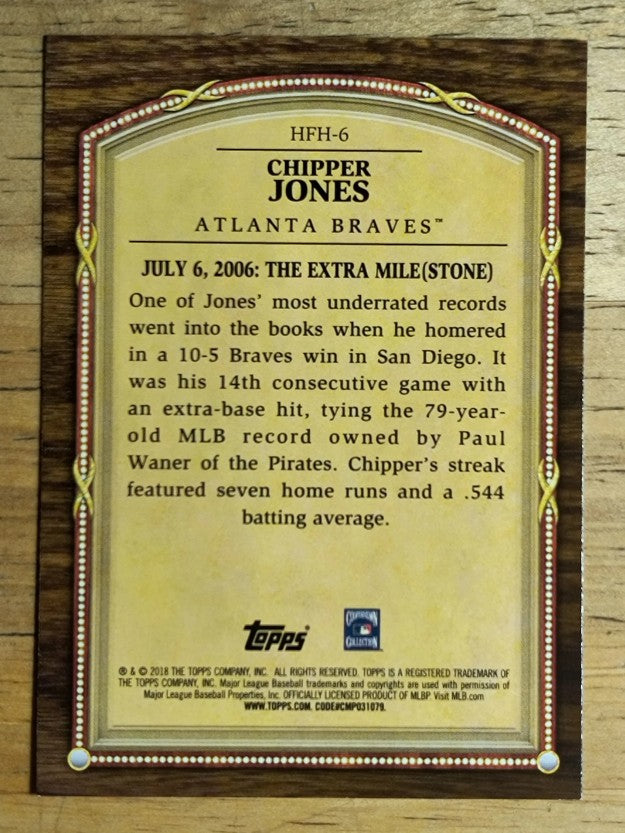 2018 Topps Update Hall of Famer Highlights #HFH6 Chipper Jones