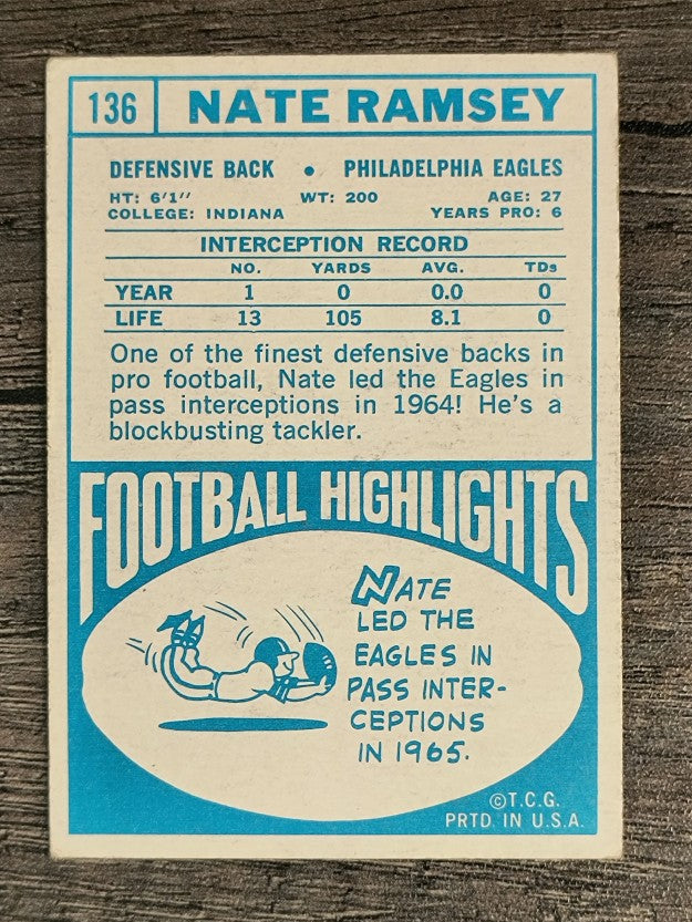 1968 Topps #136 Nate Ramsey (VG)