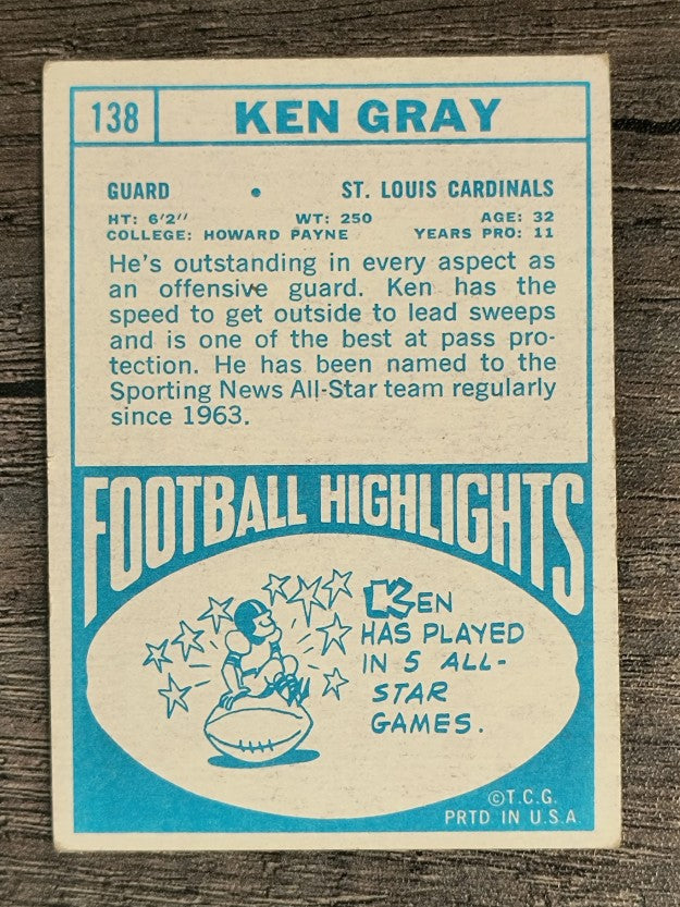 1968 Topps #138 Ken Gray (VGEX)