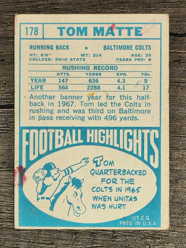 1968 Topps #178 Tom Matte (VG)