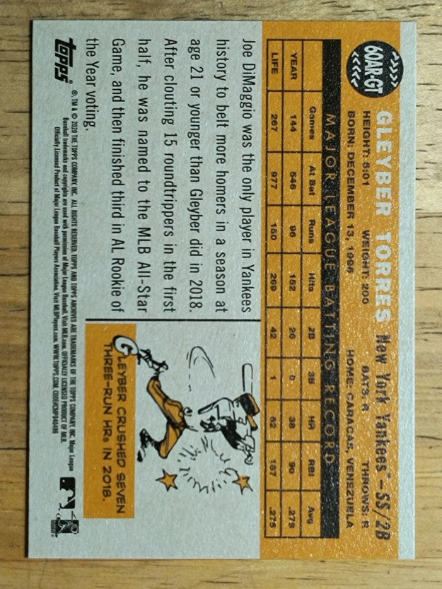 2020 Topps Archives '60 Topps All-Star Rookies #60ARGT Gleyber Torres