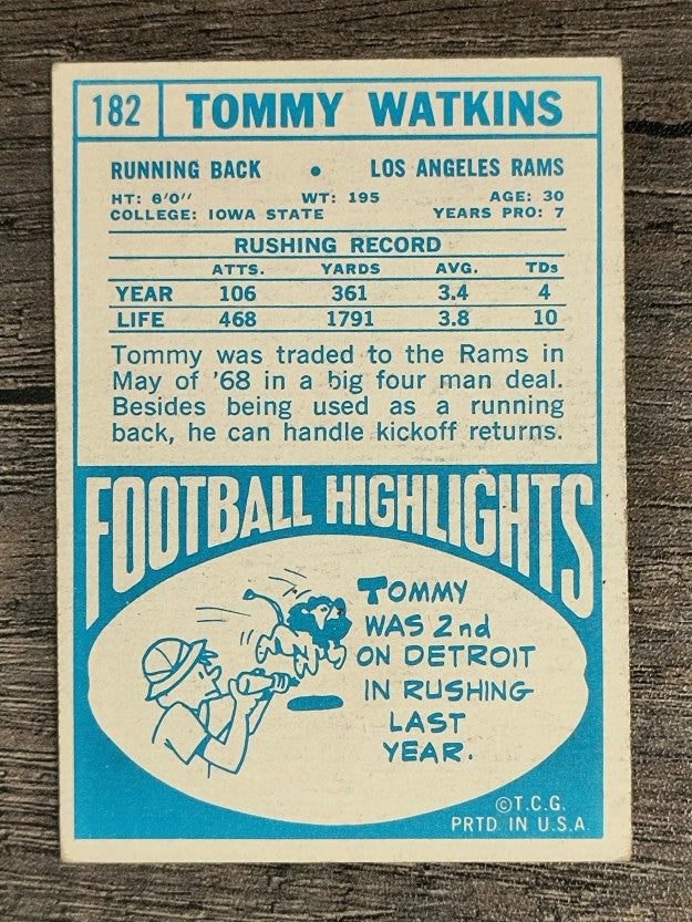 1968 Topps #182 Tom Watkins (VG)