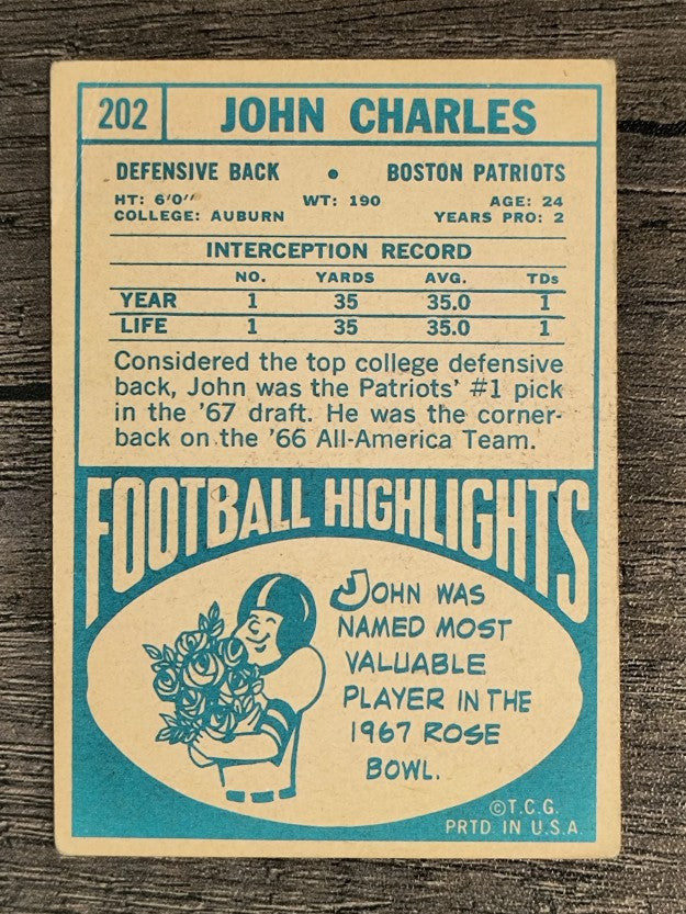 1968 Topps #202 John Charles RC (VG)