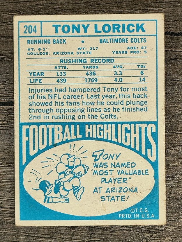 1968 Topps #204 Tony Lorick (GOOD)