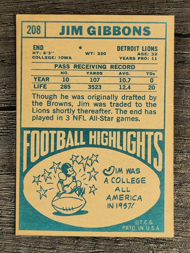 1968 Topps #208 Jim Gibbons (EX)