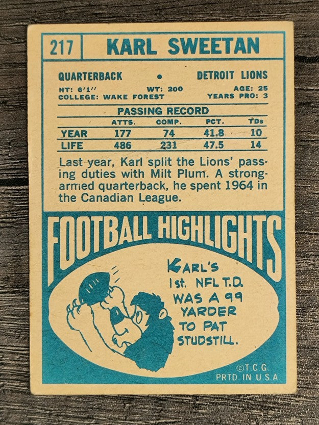 1968 Topps #217 Karl Sweetan (GOOD)