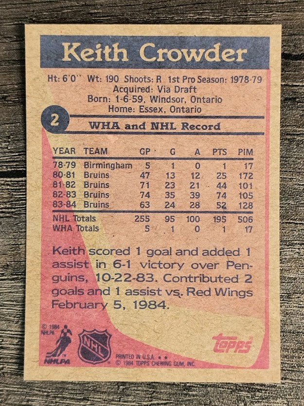 1984-85 Topps #2 Keith Crowder SP