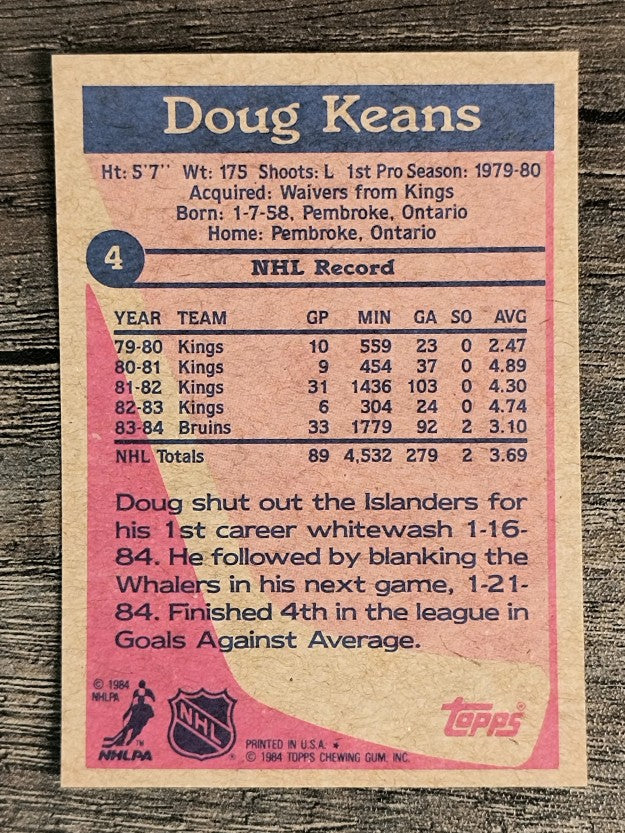 1984-85 Topps #4 Doug Keans RC