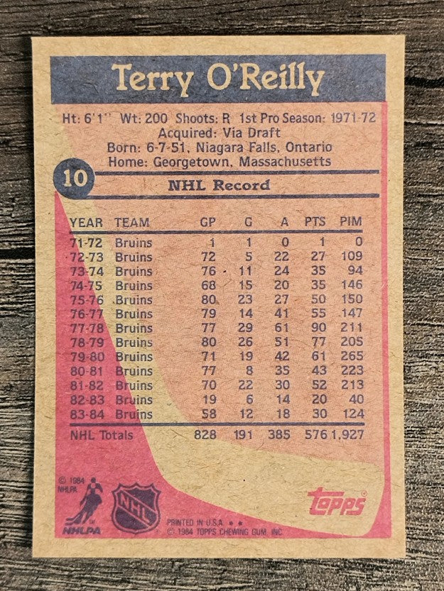 1984-85 Topps #10 Terry O'Reilly SP