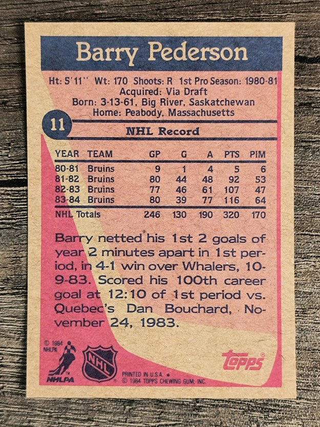 1984-85 Topps #11 Barry Pederson