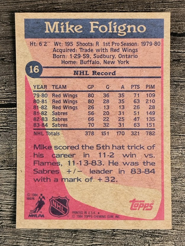 1984-85 Topps #16 Mike Foligno