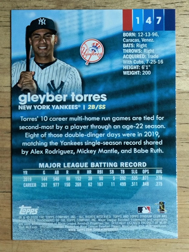 2020 Stadium Club #147 Gleyber Torres