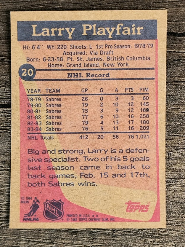 1984-85 Topps #20 Larry Playfair SP