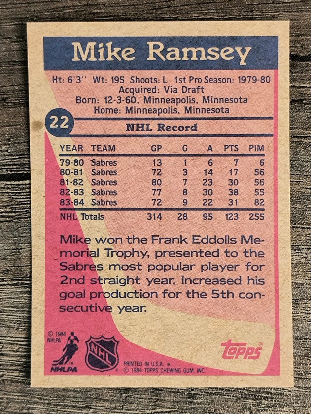 1984-85 Topps #22 Mike Ramsey