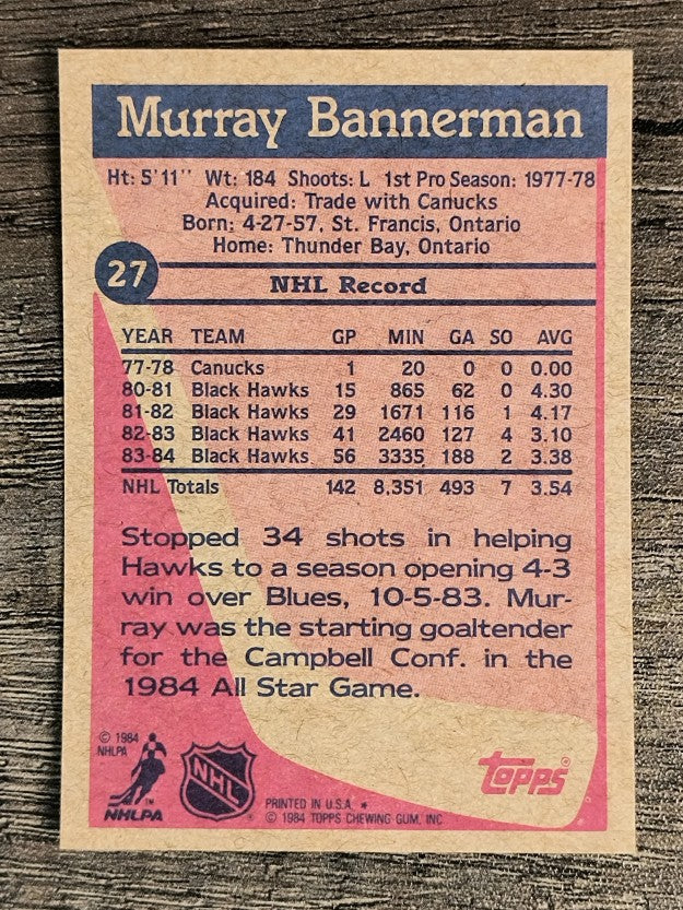 1984-85 Topps #27 Murray Bannerman