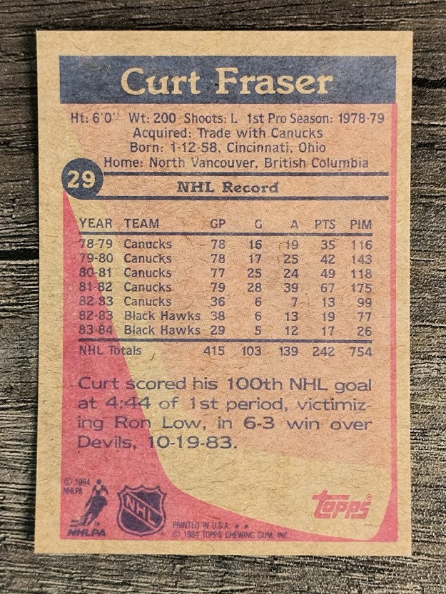 1984-85 Topps #29 Curt Fraser