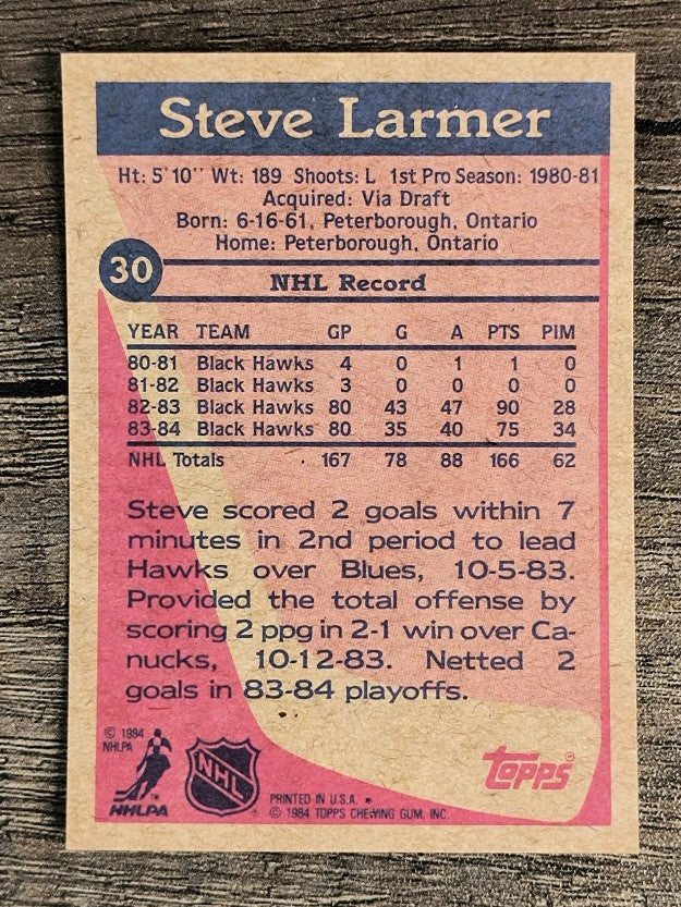1984-85 Topps #30 Steve Larmer